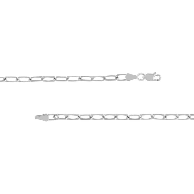 Curata 925 Sterling Silver Rhodium 4mm Paper Clip Chain Necklace (Lobster)