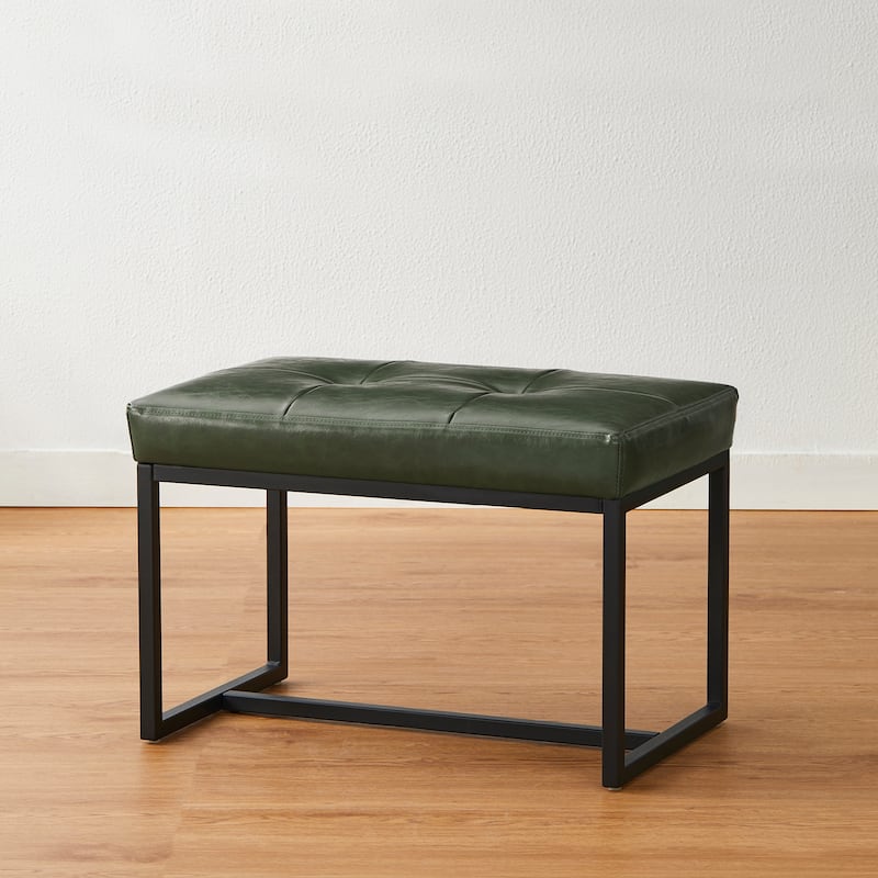Glitzhome 24"W Modern PU Leather Button-tufted Ottoman Foot Stool