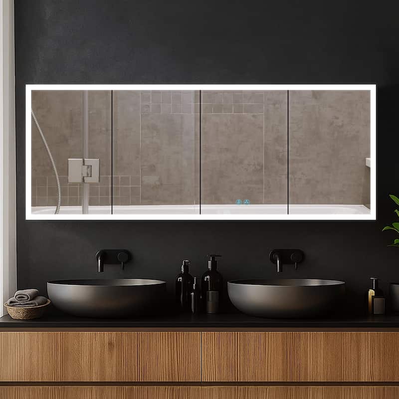 Blossom LED Lighted Medicine Cabinet, Mirror, Left Hinge, Defogger - 72x32