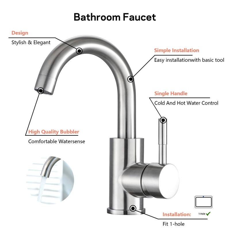 Swivel Spout Bathroom Sink Faucet with Pop-up Drain
