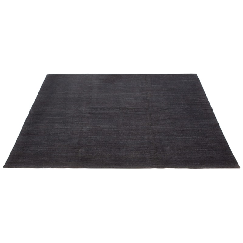 ECARPETGALLERY Flat-Weave Natural Black Wool Kilim - 7'5 x 8'2