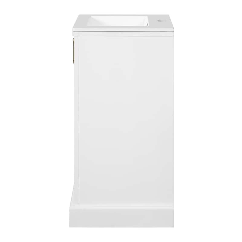 16'' Freestanding Bathroom Vanity with Single White Integrated Ceramic Sink - 16.5'' x 16.5'' x 34''
