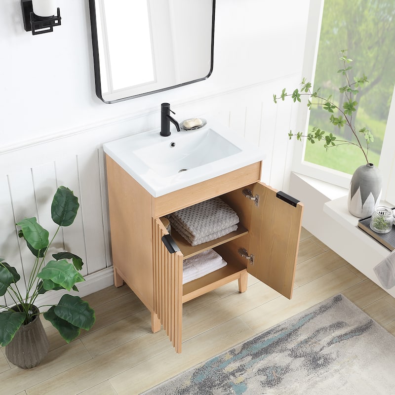 Palos Single Bath Vanity with Ceramic Basin Top without Mirror