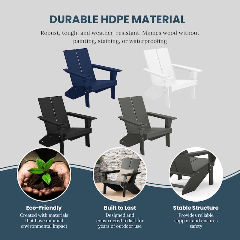 Coastin Modern Poly Adirondack Chair (Set of 4), Black