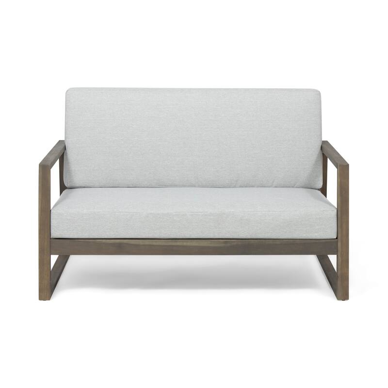 Roomfitters Belgian Outdoor Loveseat and Coffee Table Set, Modern Patio Furniture, Durable Acacia Wood Frame