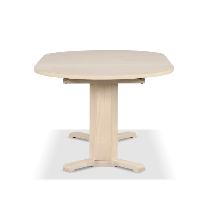Furniture of America Zailen Mid-Century Modern White Oak 78-inch Solid Wood Expandable Dining Table
