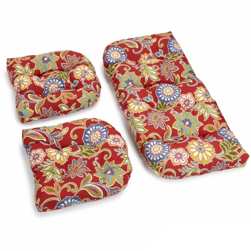 Blazing Needles 3-Piece All-Weather Settee Cushion Set (Set of 3) - Alenia Pompeii