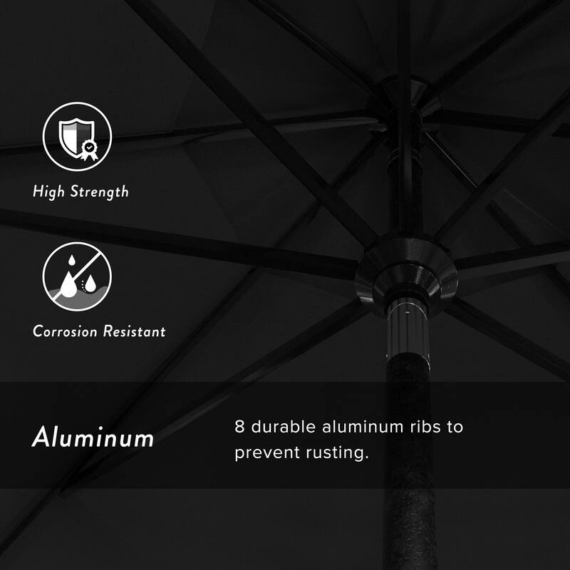 California Umbrella 11' Rd Golden State Series Patio Umbrella Black Aluminum Frame Crank Lift Collar Tilt Pacifica