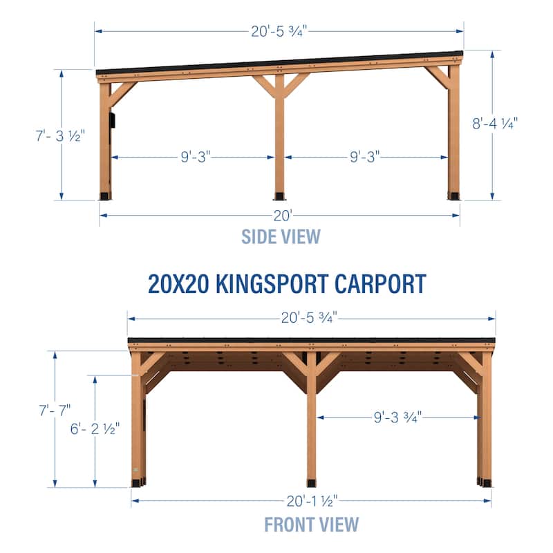Backyard Discovery Kingsport 20x20' Cedar Wood Carport with Steel Roof