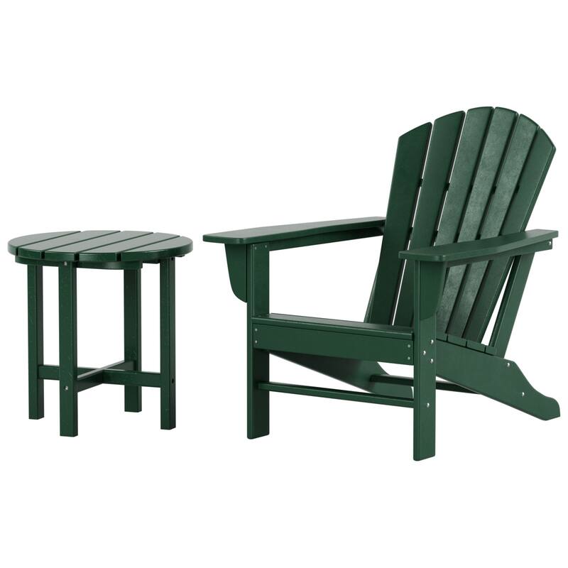 Altura Outdoor Eco-Friendly All Weather Adirondack Chair with Side Table (2-Piece Set)