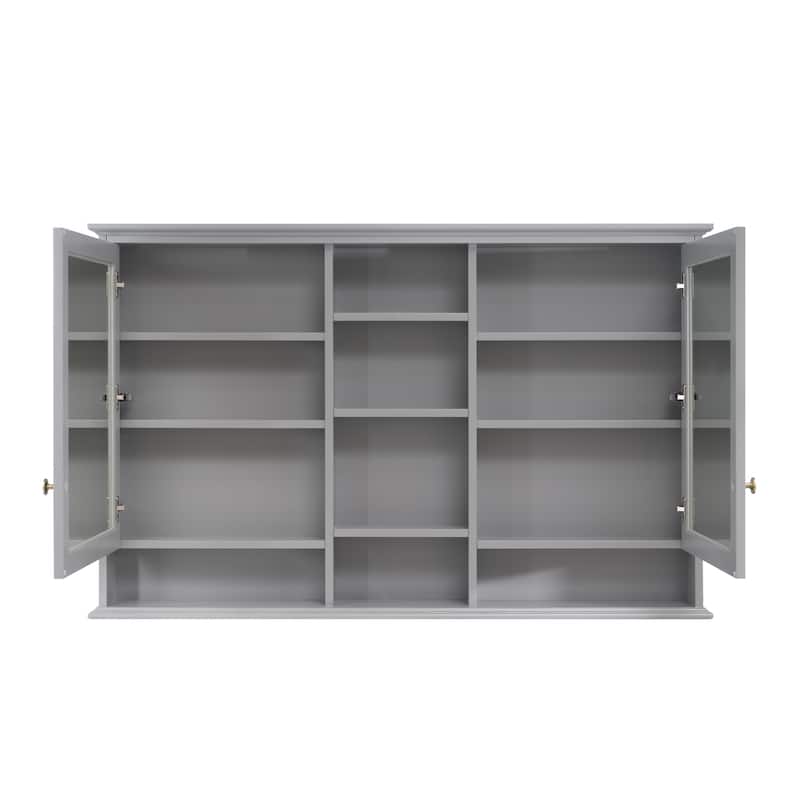 Modern Surface Mount Solid Wood Framed Medicine Cabinet With Mirror and Shelves