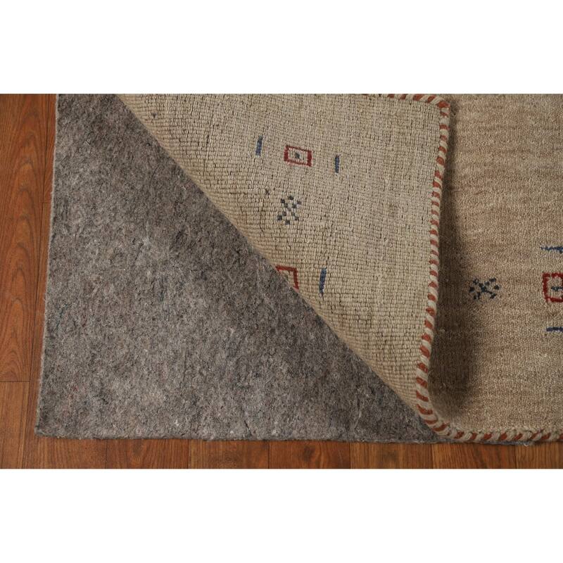Hand Knotted Oriental 100% Wool Carpet Tribal Animal Pictorial Brown Gabbeh Area Rug - 4' 10'' X 3' 1''