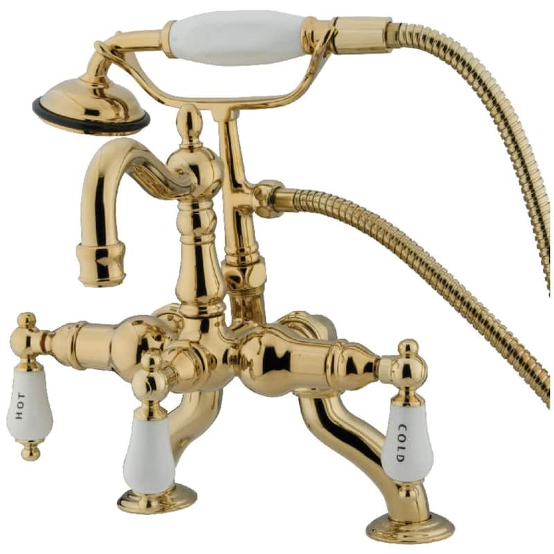 Kingston Brass Vintage Deck Mounted Clawfoot Tub Filler with Built-In - Polished Brass