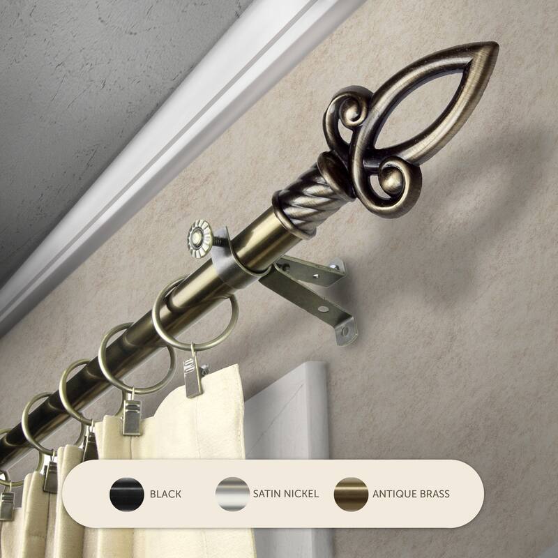 InStyleDesign Saber Adjustable Curtain Rod - 66 to 120 inches - Antique Brass