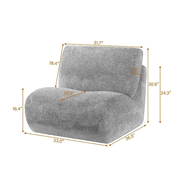 33'' W Swivel Armless Sponge Filling Bean Bag Accent Chair Lounger