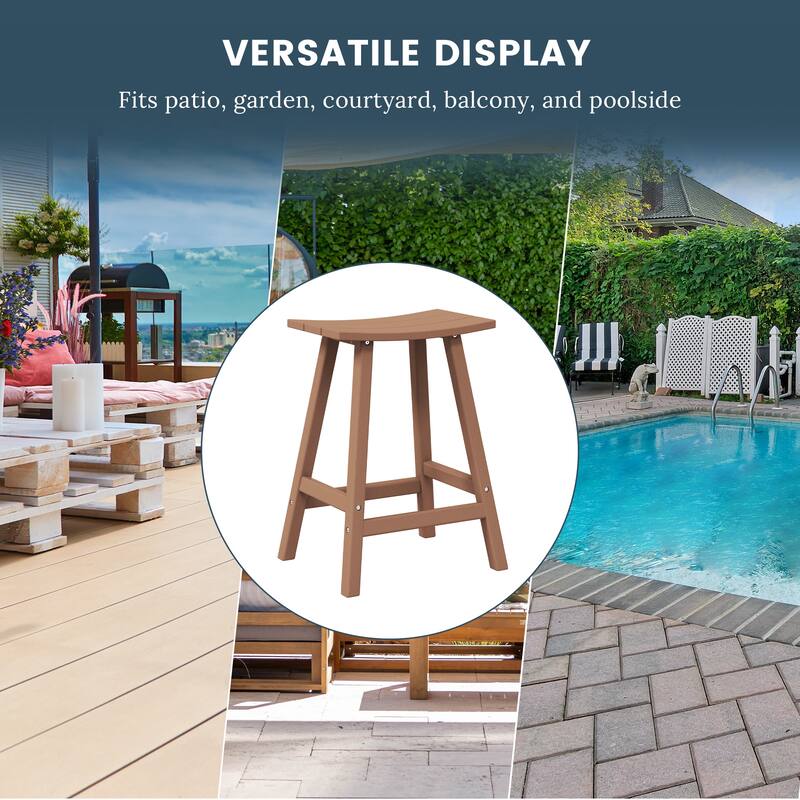 Laguna Hdpe All Weather Outdoor Patio 24" Saddle Seat Counter Stool (Set Of 2)
