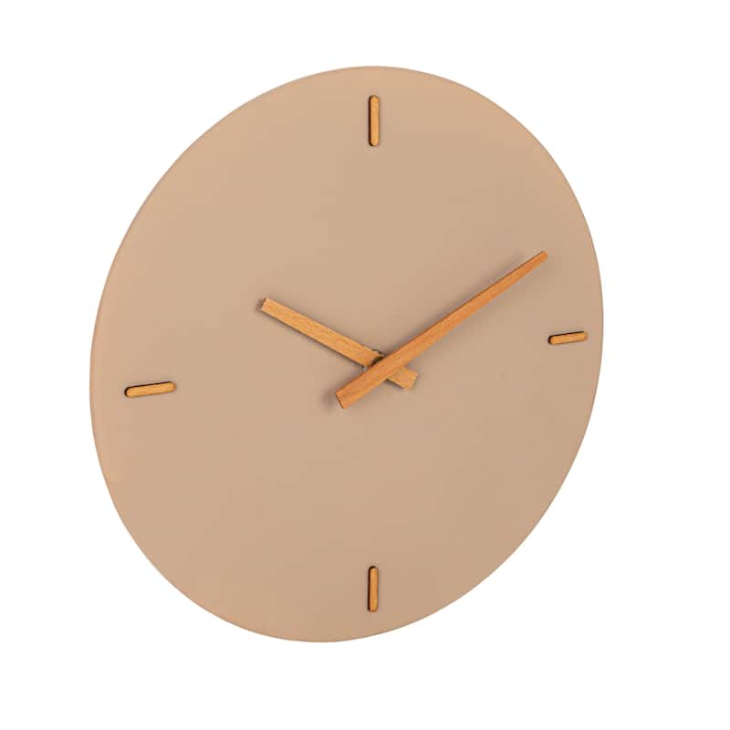 Stoneware and Wood Wall Clock - 12.0"L x 12.0"W x 1.4"H