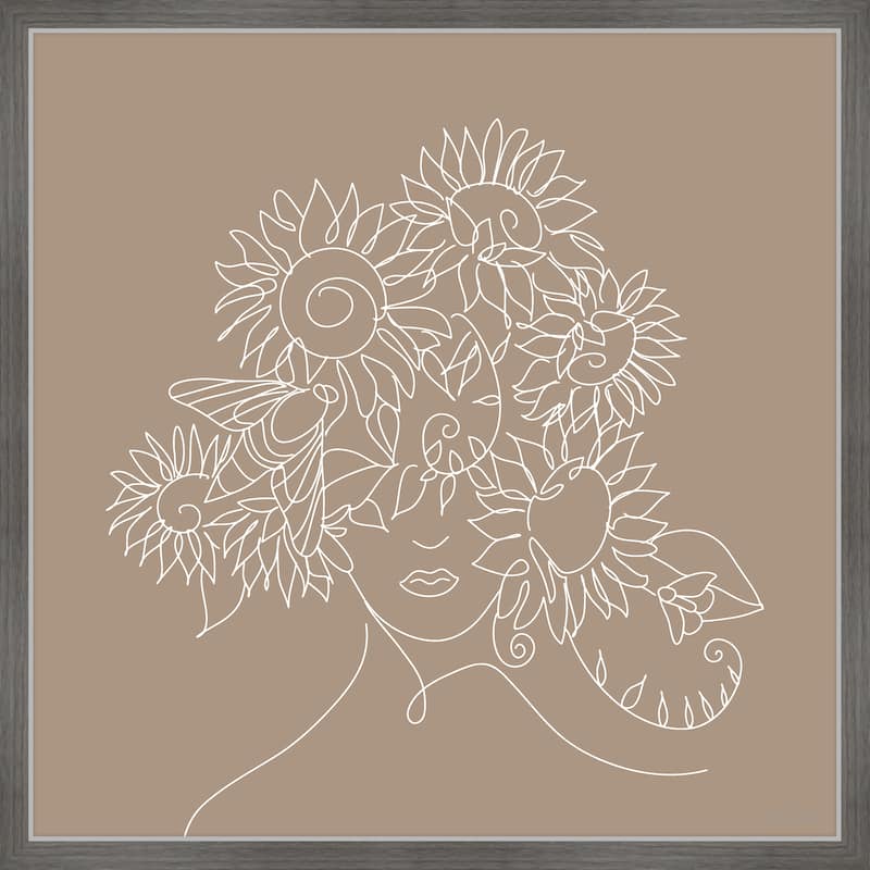 'Sunflower Outline' Framed Painting Print