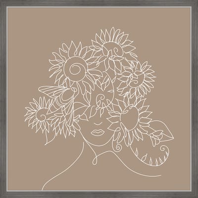 'Sunflower Outline' Framed Painting Print
