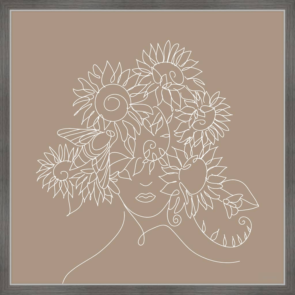 'Sunflower Outline' Framed Painting Print