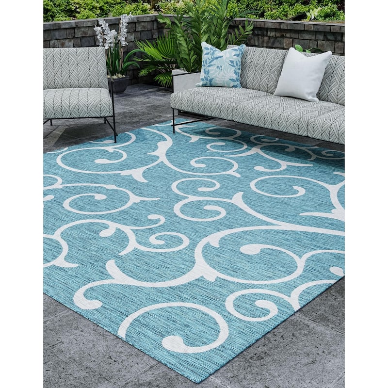 Outdoor Turgh Collection Area Rug - Teal - 10'8" Square
