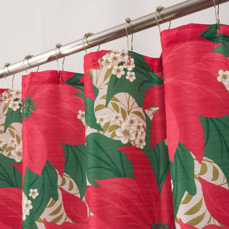 Christmas Holiday Flower Poinsettia Shower Curtain Collection