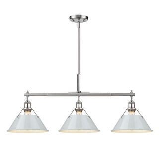 Yep by Golden Lighting Orwell 3-light Island Light in Pewter and Dusky Blue shade - Silver