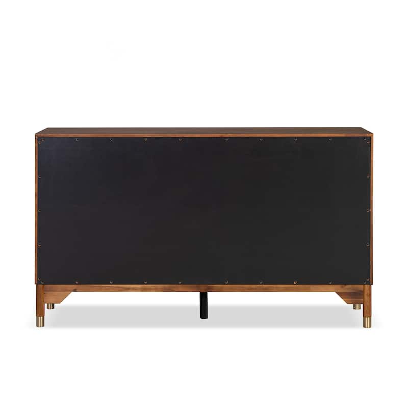 Furniture of America Forma Mid-Century Modern Walnut Solid Wood 6-Drawer Dresser