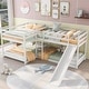 preview thumbnail 2 of 25, Wood Full and Twin Size L-Shaped Bunk Bed with Slide and Short Ladder, Bunk Bed Frame with Slats Support, No Box Spring Needed