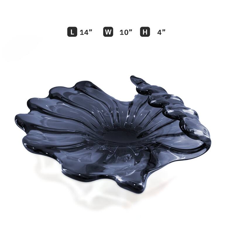 Modern Sculptural Glass Centerpiece Bowl Decorative Accent 14"x10"