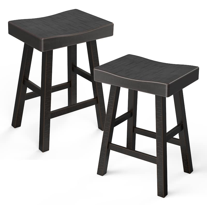 Solid Wood Modern Midnight Bar Stool Set of 2