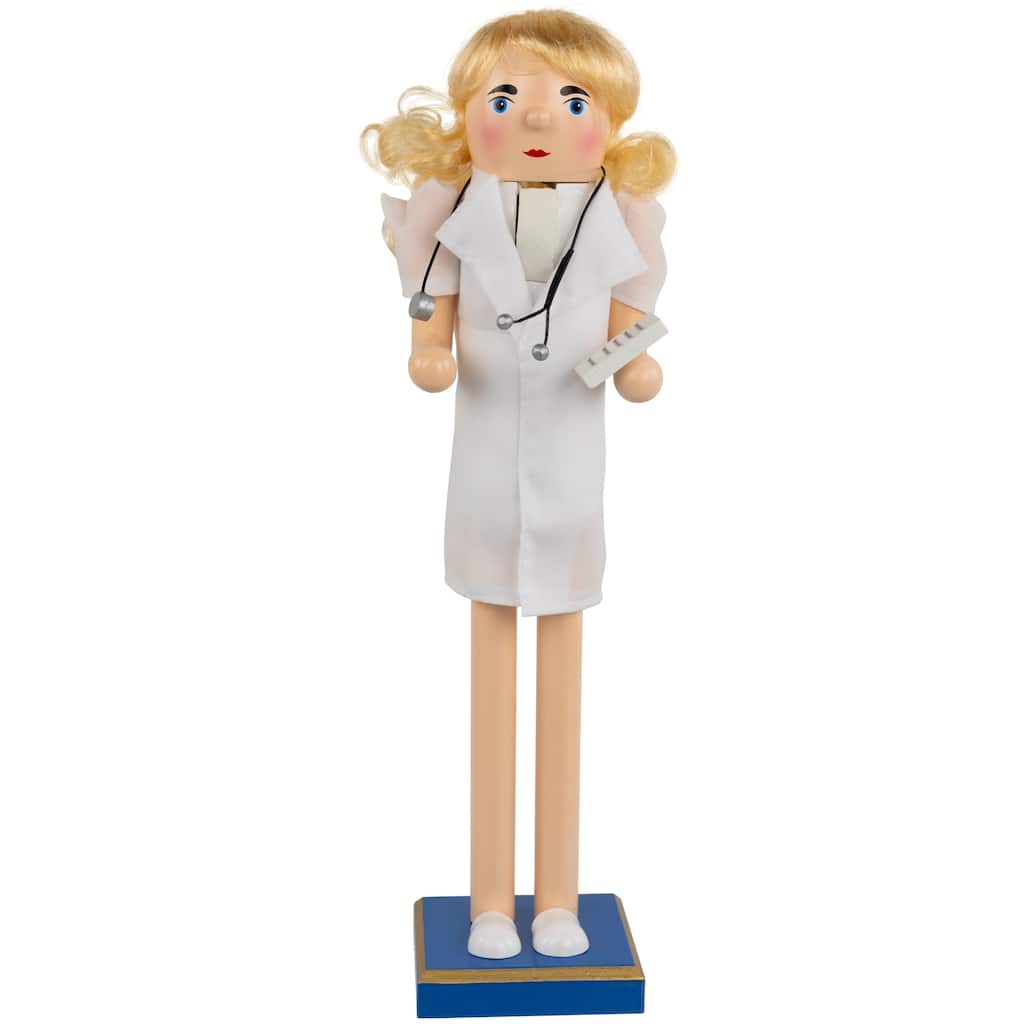 15-Inch Wooden Nurse Christmas Nutcracker with Stethoscope - 15"