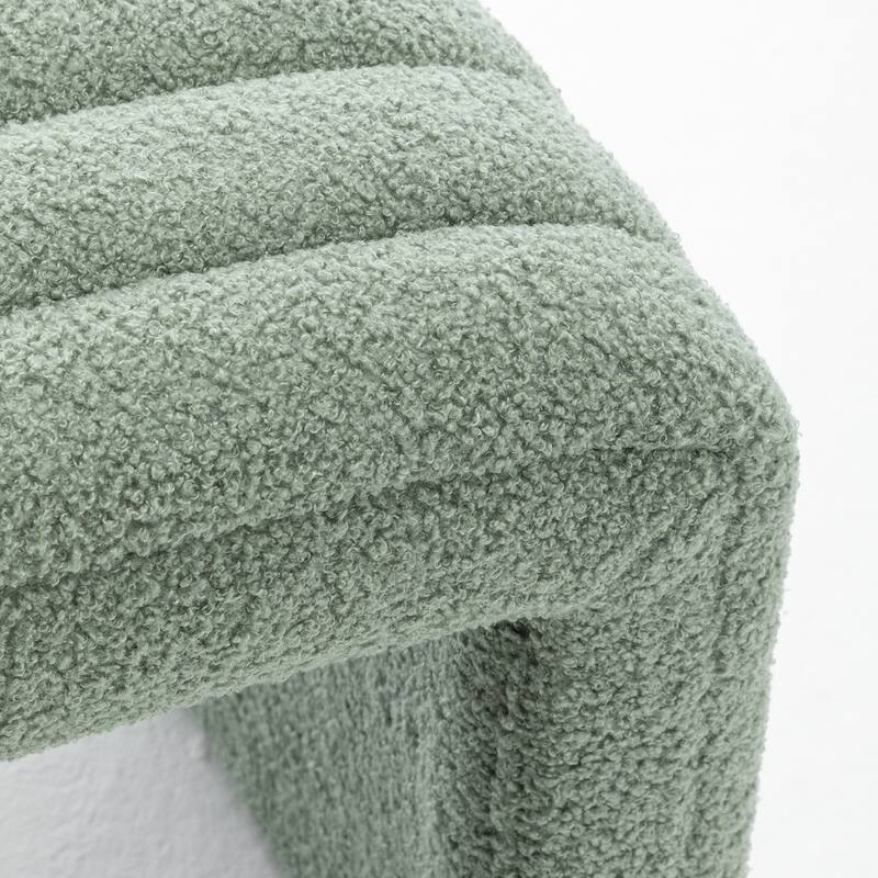 SEYNAR Modern Glam Teddy Velvet Upolstered U-Shaped Ottoman