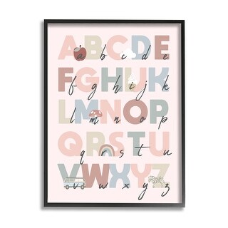 Stupell Pink Pastel Alphabet Chart Framed Giclee Art Design by Lil' Rue ...