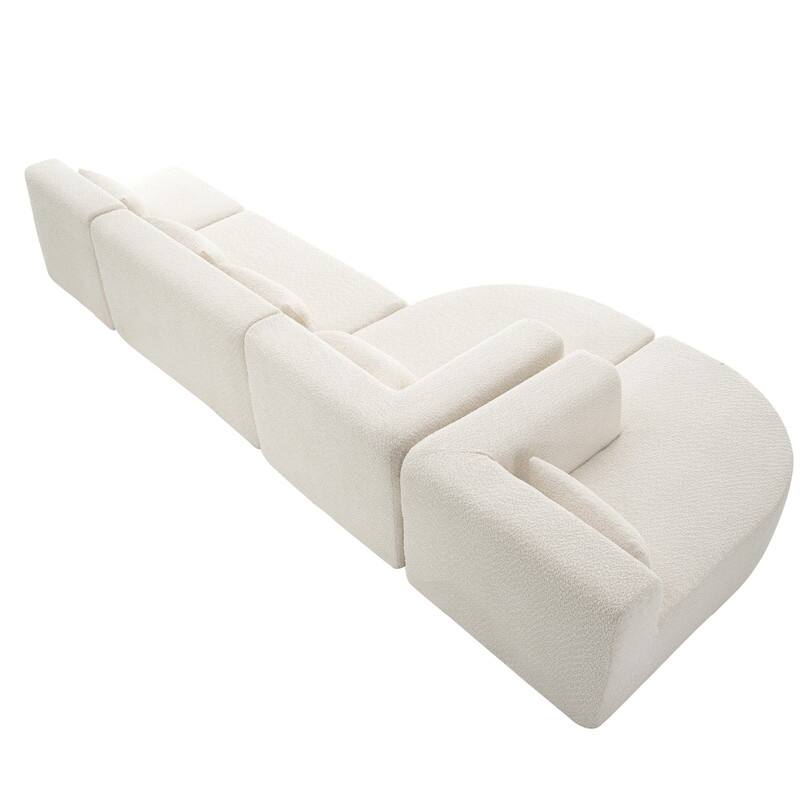 Free Combination Upholstered Sectional Sofa, Sofa Set with Curved Chaise Lounge, Large Floor Couch with Pillows