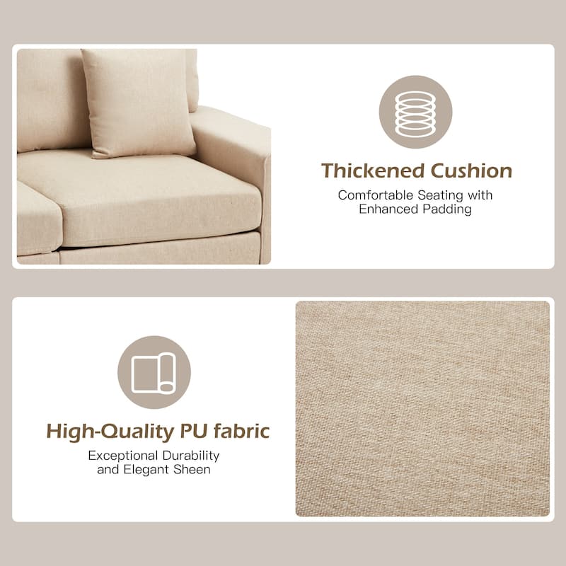 Modern double sofa for small spaces with storage, 2 soft cushions
