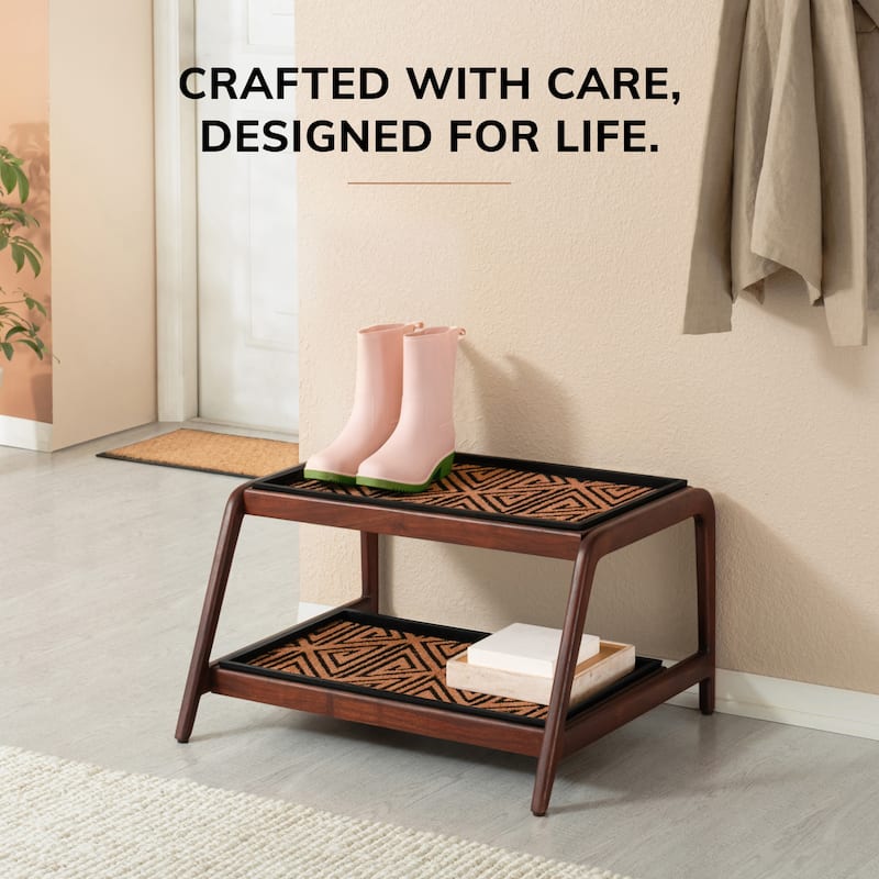 Jani Double-Tier Brown Stand 2-Pair Rubber Boot Trays