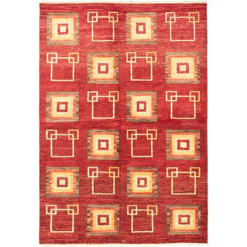ECARPETGALLERY Hand-knotted Peshawar Ziegler Red Wool Rug - 5'7" x 8'3"