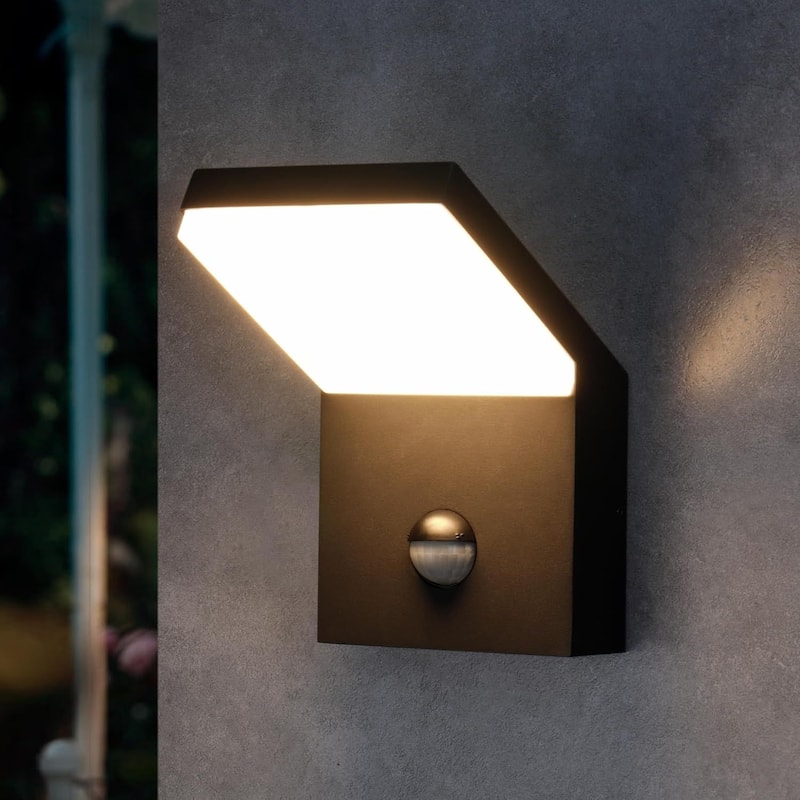 Wall Light Outdoor LED Wall Mount Lamp Wall Sconce with Motion Sensor Lantern Fixture - black