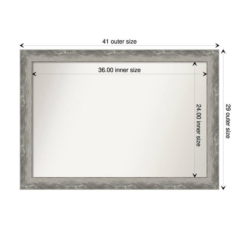 Non-Beveled Bathroom Wall Mirror - Waveline Silver Narrow Frame