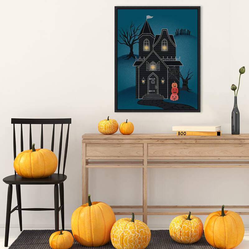 Hometown Halloween II by Softshell Studio Framed Canvas Wall Art Print