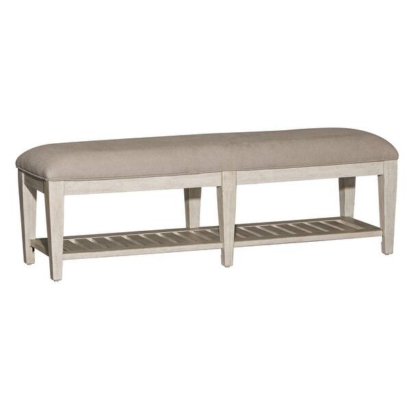 Heartland Antique White Bed Bench Overstock 28056531 I stained it with weathered grey, then a coat of golden oak and then another of weathered grey. liberty furniture