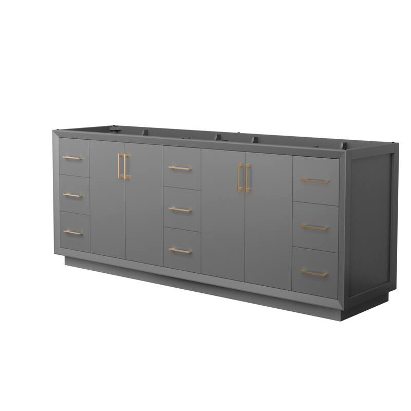Wyndham Collection WCF414184D-CXSXX-MXX Strada 83" Double Free - Dark Gray / Satin Bronze Hardware