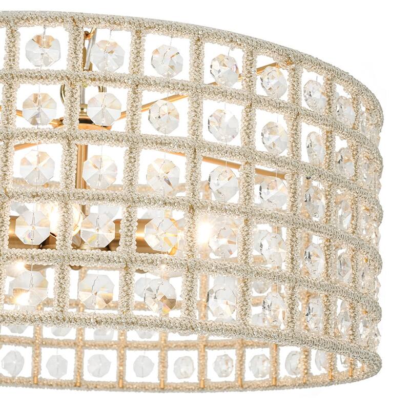 Glam 5-Light Drum Caged Radiant Crystal Chandelier - N/A