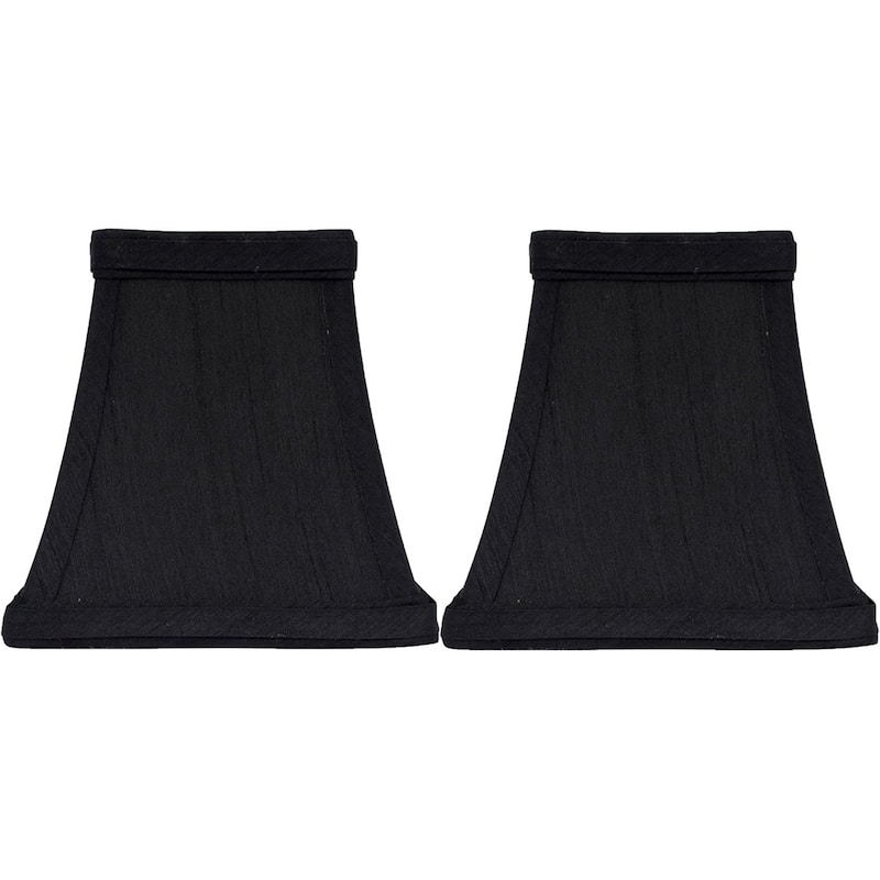 Square 5-inch Softback Bell Chandelier Lamp Shade, Black, Faux Silk, Clip On - 5*2