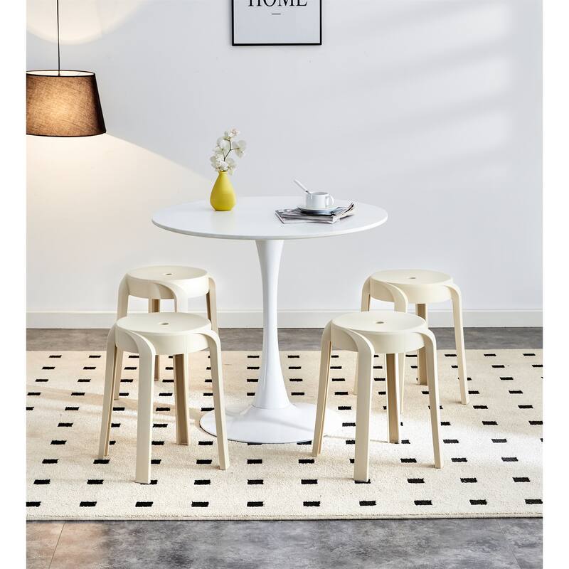 6 Pack Stackable Plastic Stools - Beige