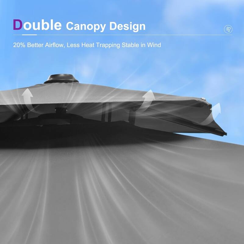 PURPLE LEAF 10 X 13 ft Large Patio Umbrella Hanging Double Top Rectangle Offset Umbrellawith Base