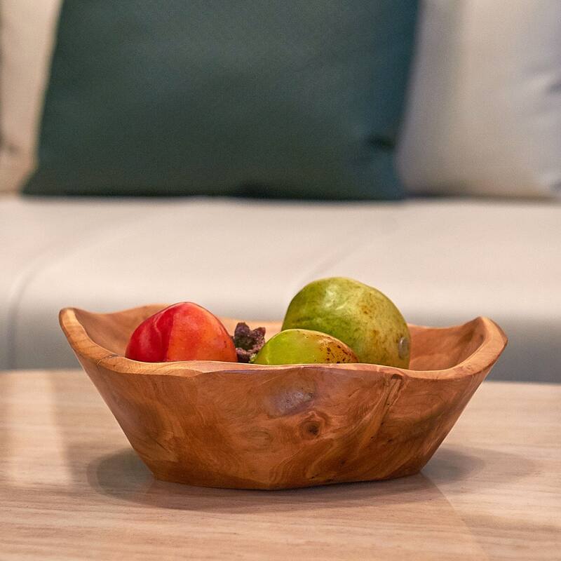 Greenage Cedar Fruit Bowl, Wooden Storage Natural Crafts Serving Bowls - 7"x8.5"x3" - Natural
