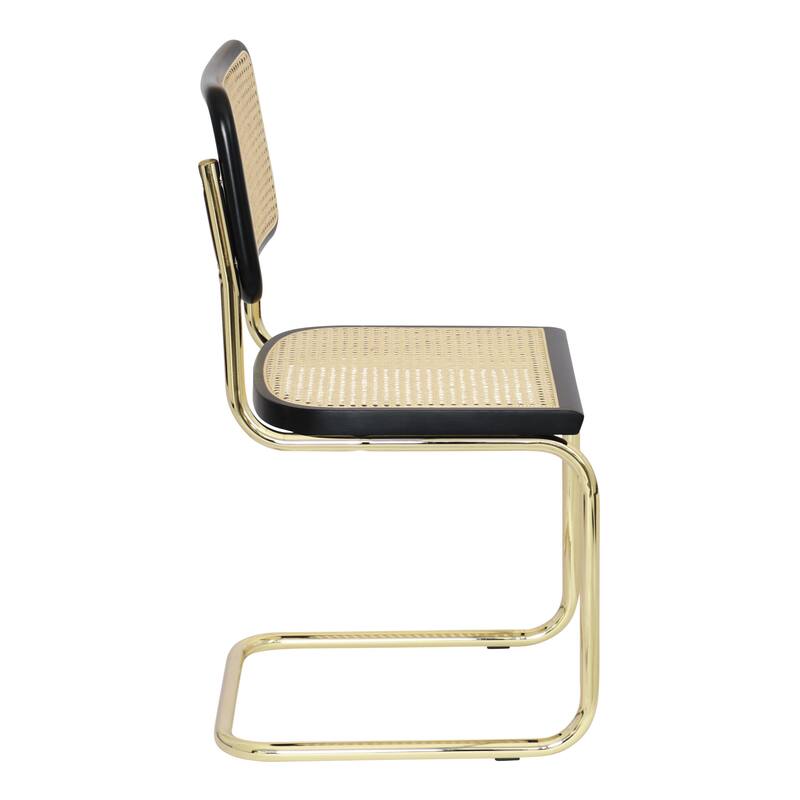 Breuer Chair Company Marcel Breuer Cesca Cane Cantilever Side Chair w/ Brass Steel Frame (Various Wood & Cane Colors)