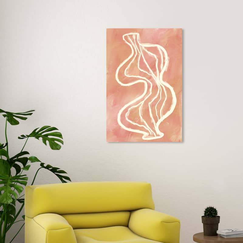 Wynwood Studio Canvas Abstract Two Garlics Pink and Cream White Rustic Wall Art Canvas Print - 30 x 20